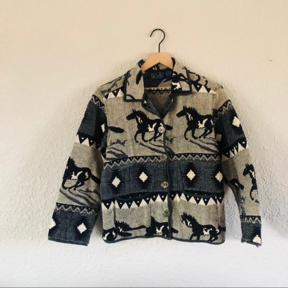 Vintage Jane Ashley Wild Horses Tapestry Jacket